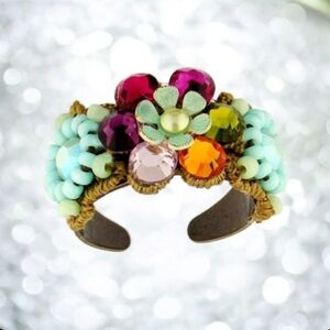 Michal Negrin Style Orly Zeelon Ring Vintage w/ Swarovski Crystals